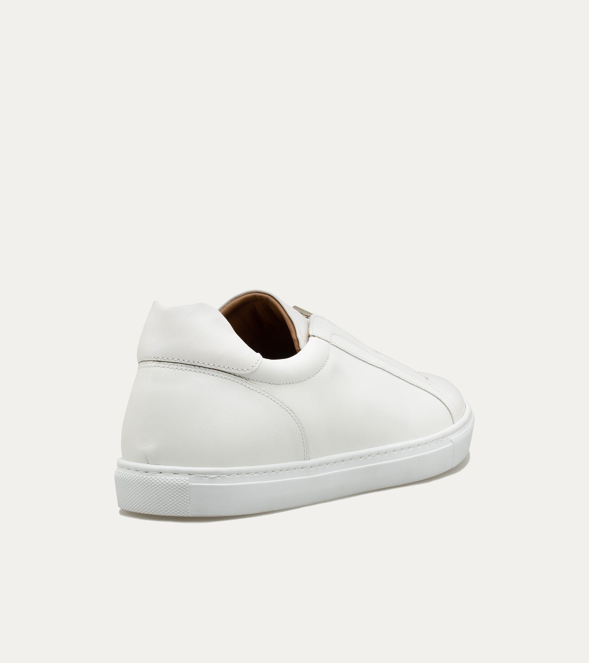 Elastic Slip On Sneaker In White Leather - Image 4