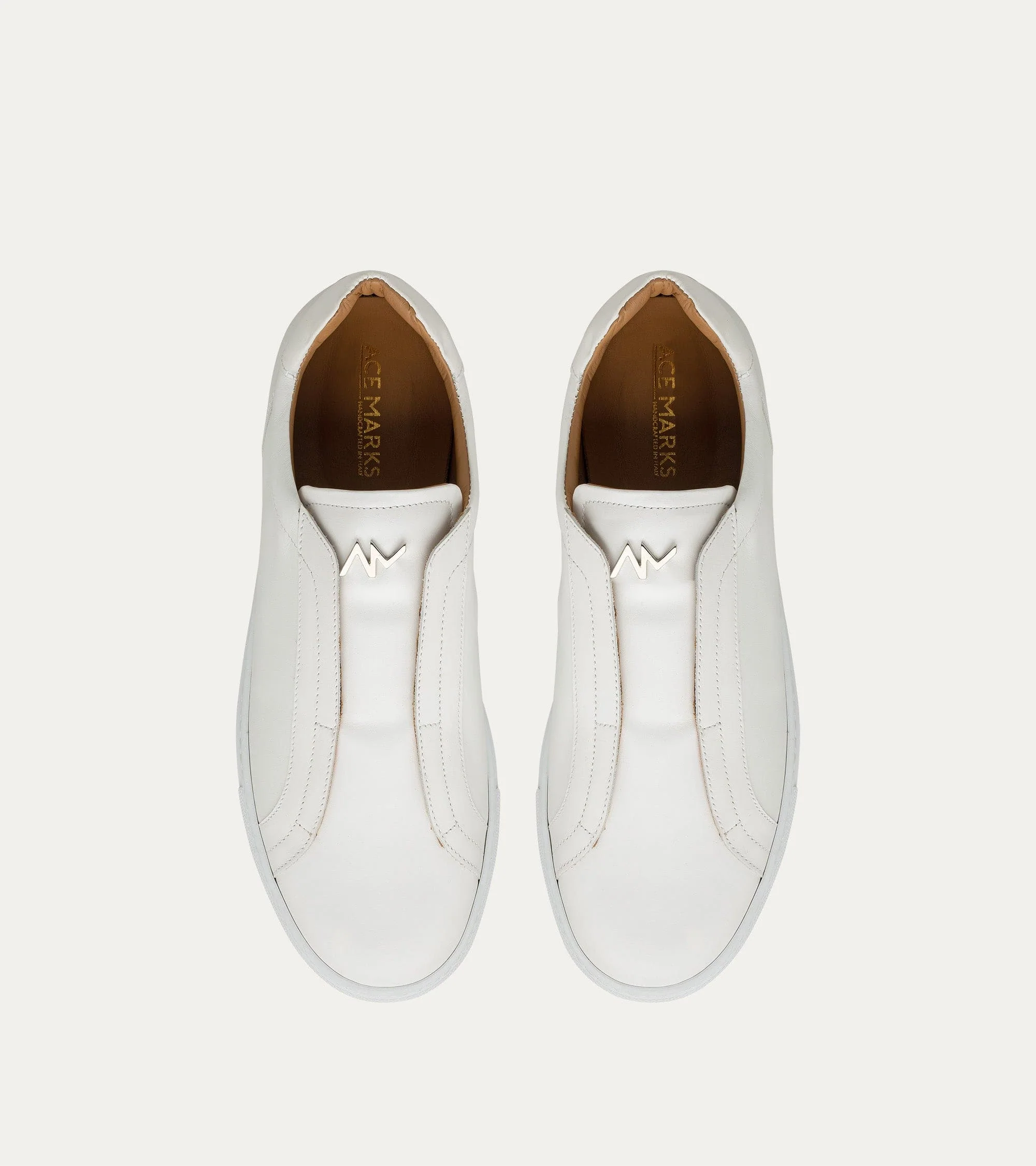 Elastic Slip On Sneaker In White Leather - Image 5