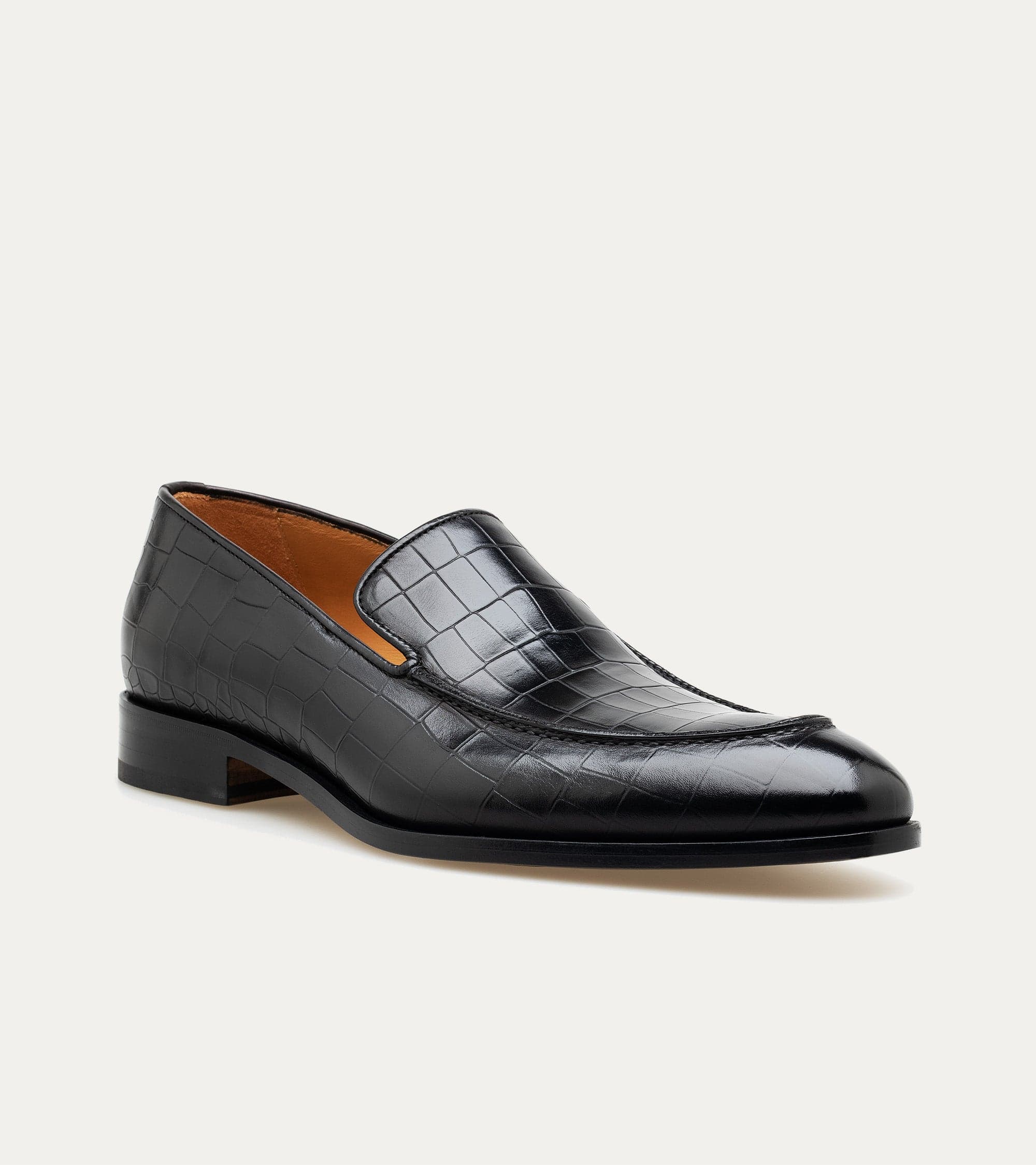 Enzo Stitch Toe Loafer in Black Croc - Image 3