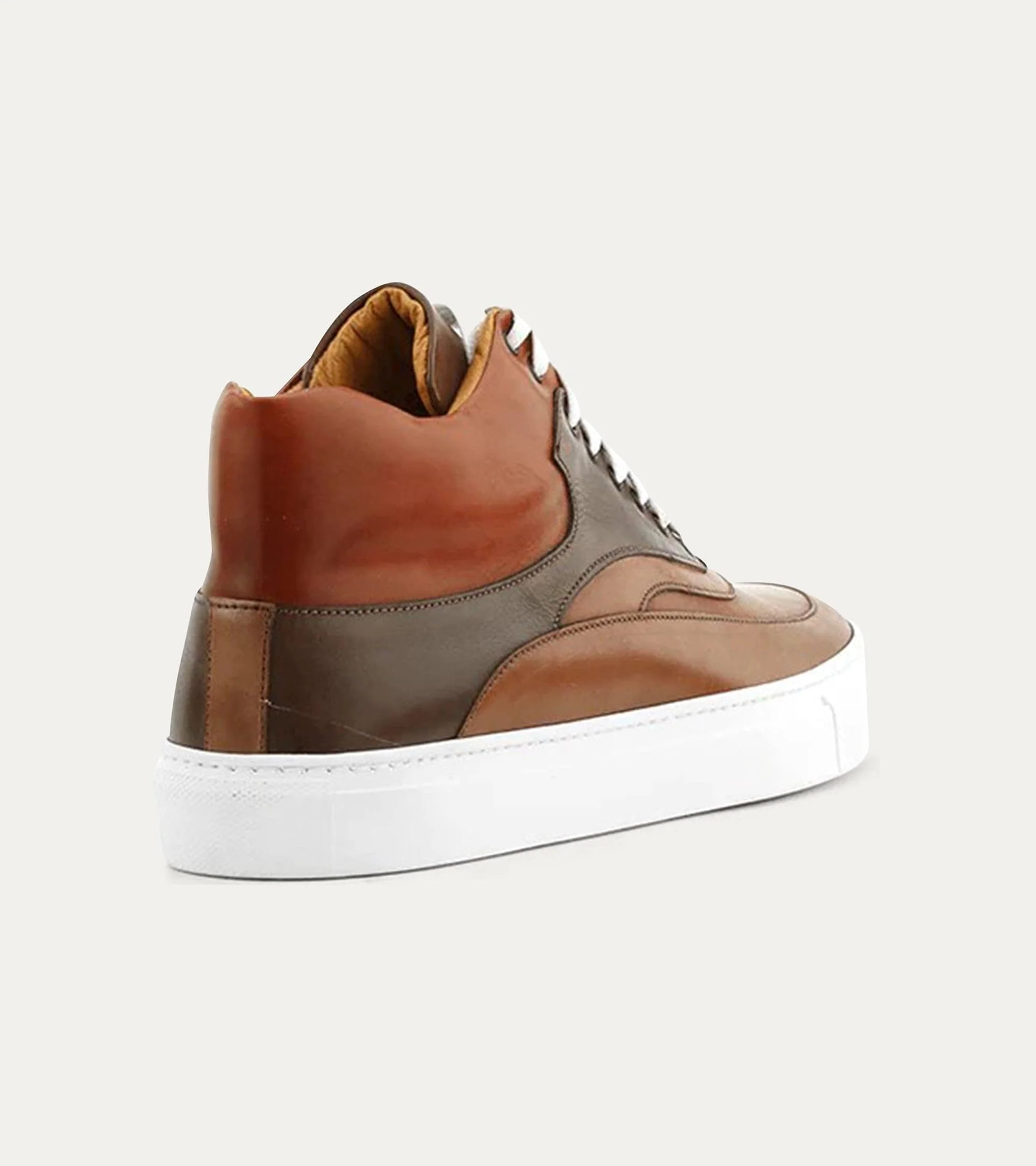High Top Dress Sneakers In Cuoio & Cognac - Image 3