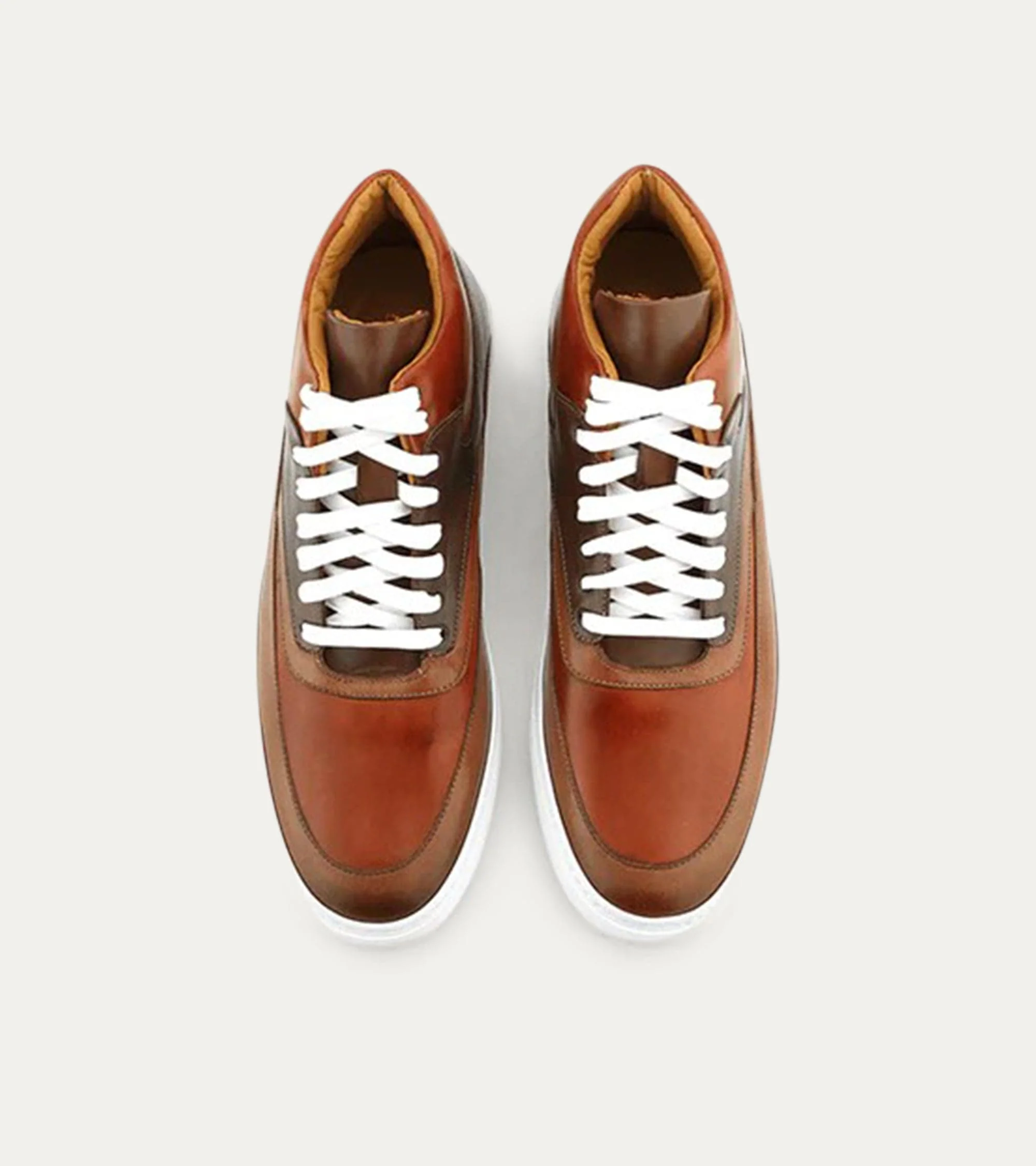 High Top Dress Sneakers In Cuoio & Cognac - Image 4