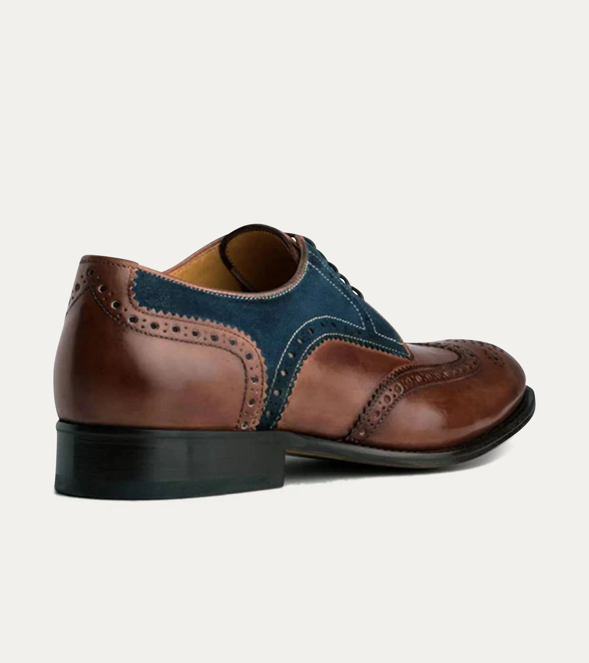 Wingtip Brown Antique & Blue Suede - Image 3