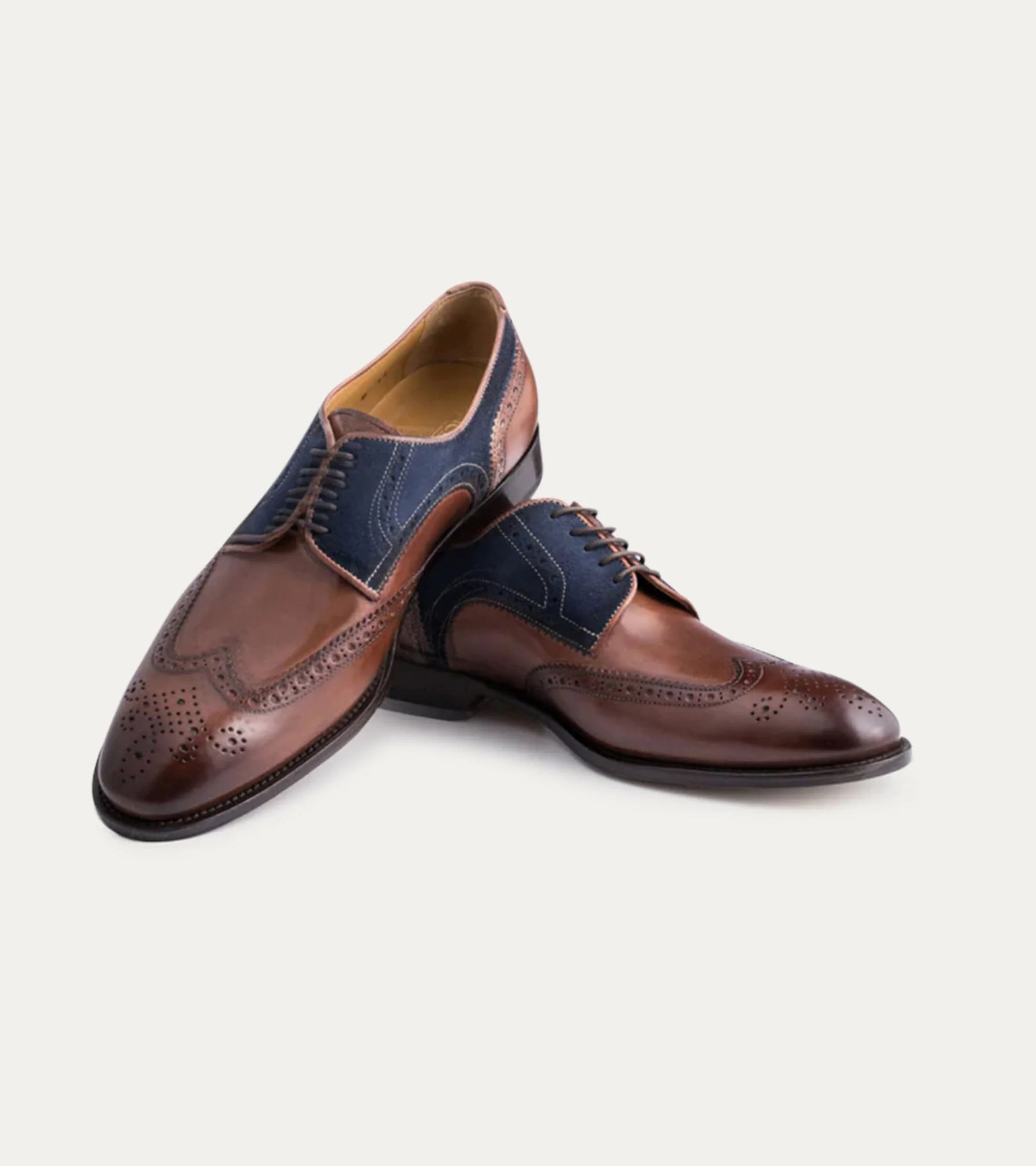 Wingtip Brown Antique & Blue Suede - Image 4